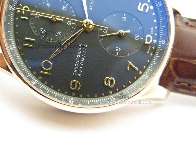 Portuguese IW371415 ZF 1:1 Best Edition RG Black dial On Brown Leather Strap A Popular 7286