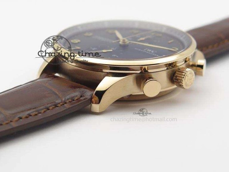 Portuguese IW371415 ZF 1:1 Best Edition RG Black dial On Brown Leather Strap A Popular 7286