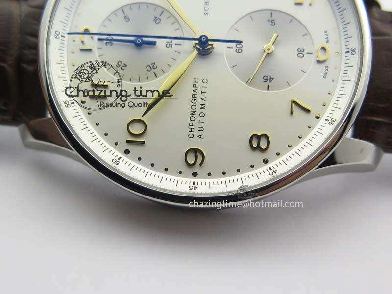 Portuguese IW371445 ZF 1:1 Best Edition SS White Dial Gold Markers On Brown Leather Strap A79350 V FastDry 7269
