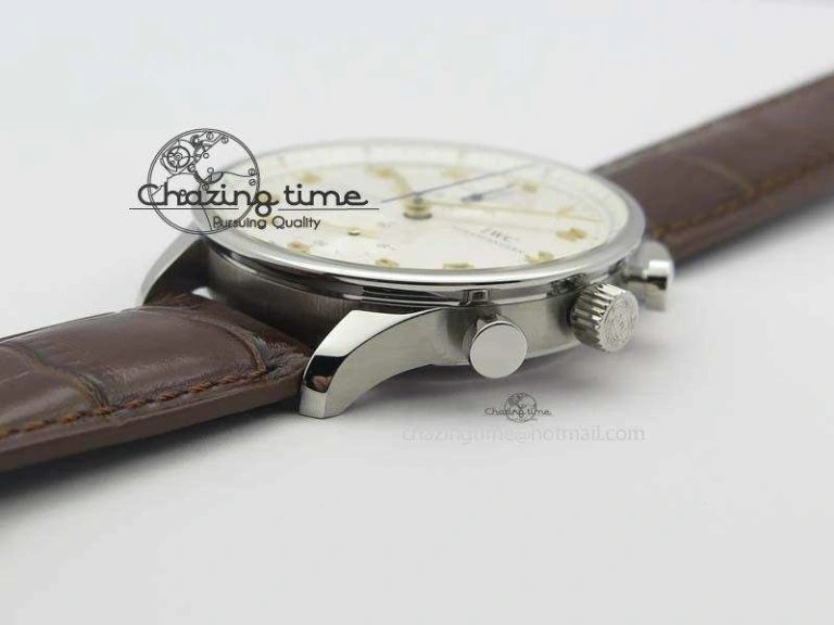 Portuguese IW371445 ZF 1:1 Best Edition SS White Dial Gold Markers On Brown Leather Strap A79350 V FastDry 7269