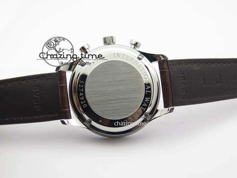 Portuguese IW371445 ZF 1:1 Best Edition SS White Dial Gold Markers On Brown Leather Strap A79350 V FastDry 7269