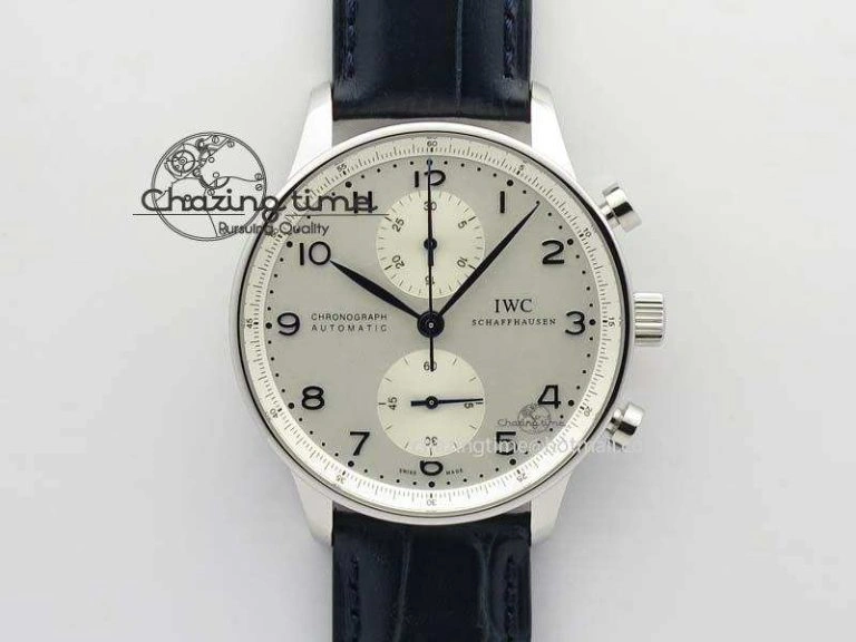 Portuguese IW371446 ZF 1:1 Best Edition SS White Dial Blue Markers On Blue Leather Strap  A79350 V StreetReady 7270