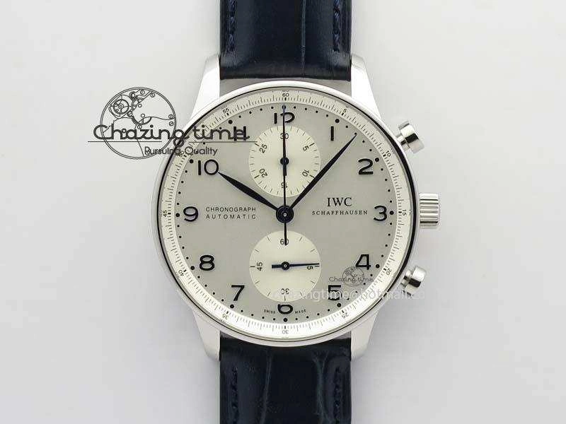 Portuguese IW371446 ZF 1:1 Best Edition SS White Dial Blue Markers On Blue Leather Strap  A79350 V StreetReady 7270