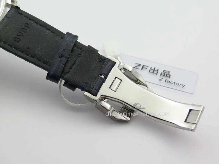 Portuguese IW371446 ZF 1:1 Best Edition SS White Dial Blue Markers On Blue Leather Strap  A79350 V StreetReady 7270