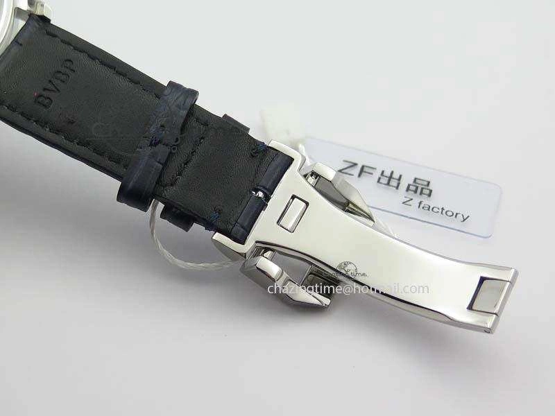 Portuguese IW371446 ZF 1:1 Best Edition SS White Dial Blue Markers On Blue Leather Strap  A79350 V StreetReady 7270
