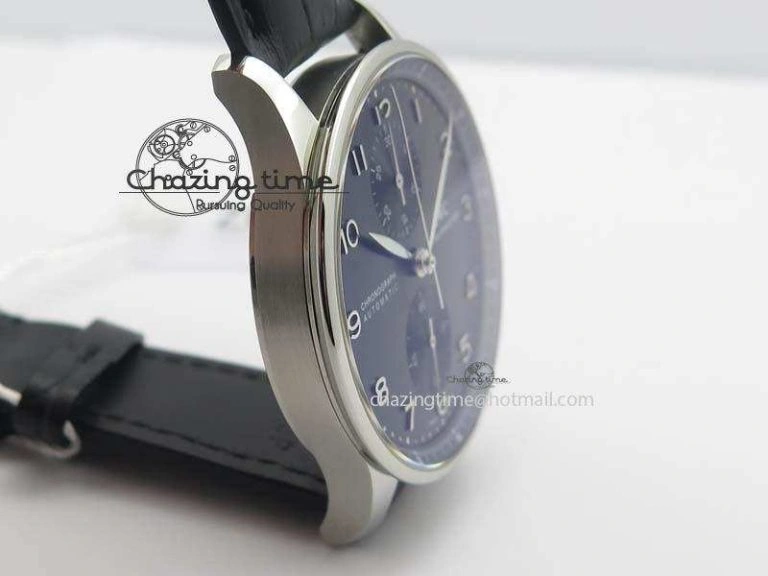 GoodFit Portuguese IW371447 ZF 1:1 Best Edition SS Black Dial On Black Leather Strap A79350 V 7274