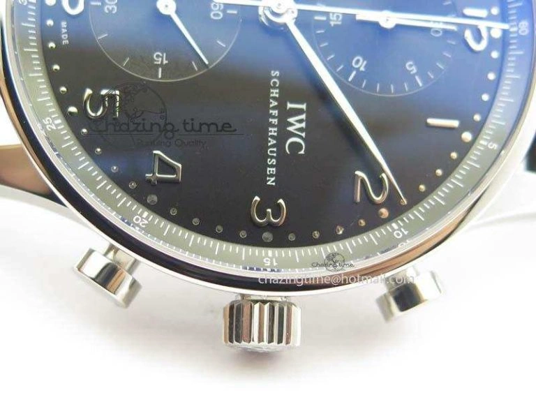 GoodFit Portuguese IW371447 ZF 1:1 Best Edition SS Black Dial On Black Leather Strap A79350 V 7274
