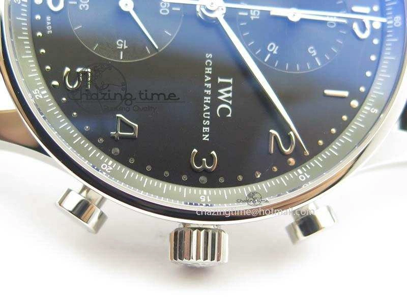 GoodFit Portuguese IW371447 ZF 1:1 Best Edition SS Black Dial On Black Leather Strap A79350 V 7274