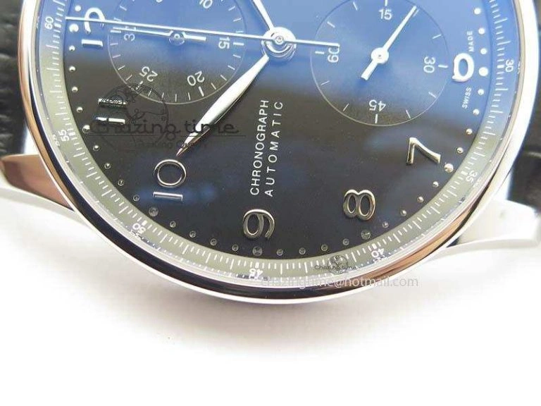 GoodFit Portuguese IW371447 ZF 1:1 Best Edition SS Black Dial On Black Leather Strap A79350 V 7274