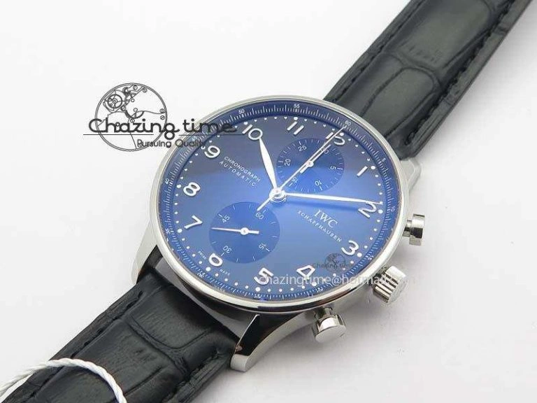 GoodFit Portuguese IW371447 ZF 1:1 Best Edition SS Black Dial On Black Leather Strap A79350 V 7274