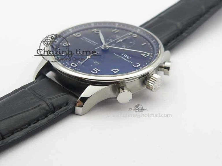 GoodFit Portuguese IW371447 ZF 1:1 Best Edition SS Black Dial On Black Leather Strap A79350 V 7274