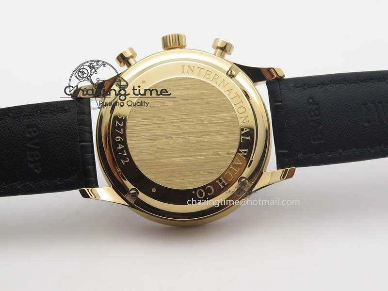 Portuguese IW371482 ZF 1:1 Best Edition RG Gray Dial Gold Markers On Black Leather Strap A Popular 7265