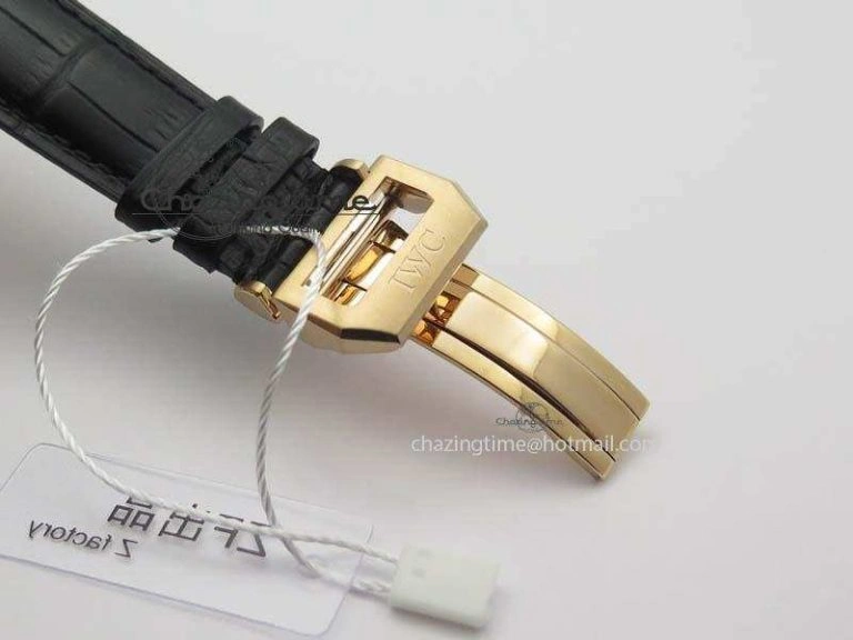 Portuguese IW371482 ZF 1:1 Best Edition RG Gray Dial Gold Markers On Black Leather Strap A Popular 7265
