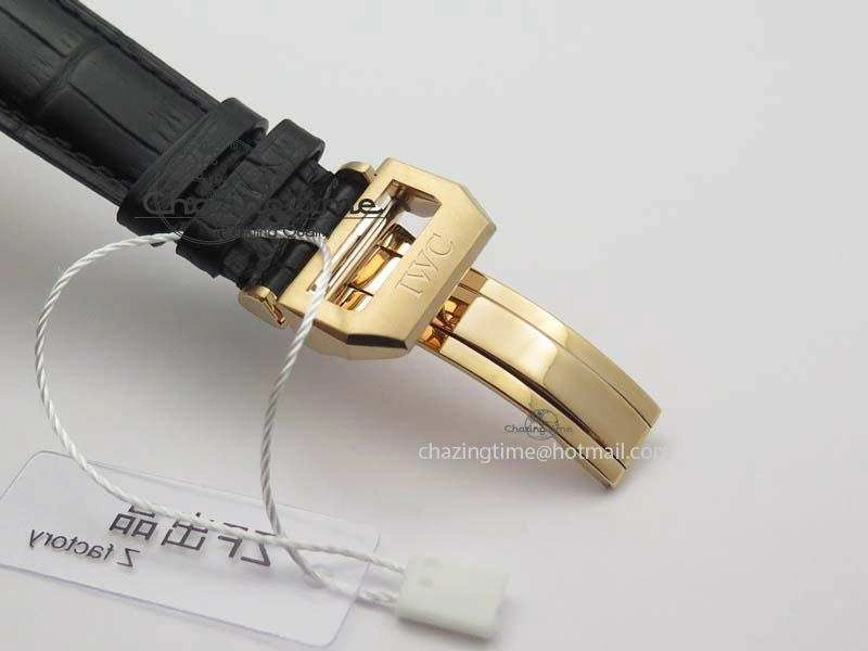 Portuguese IW371482 ZF 1:1 Best Edition RG Gray Dial Gold Markers On Black Leather Strap A Popular 7265