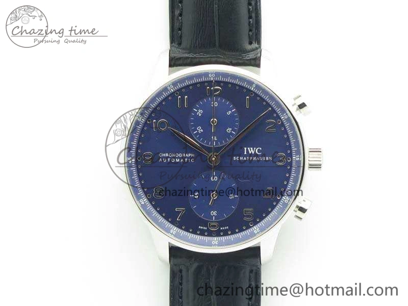 SmartChoice Portuguese IW371491 ZF 1:1 Best Edition SS Blue Dial On Leather Strap A79350 (Slim Movement) V 7221