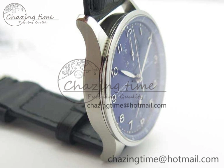 SmartChoice Portuguese IW371491 ZF 1:1 Best Edition SS Blue Dial On Leather Strap A79350 (Slim Movement) V 7221