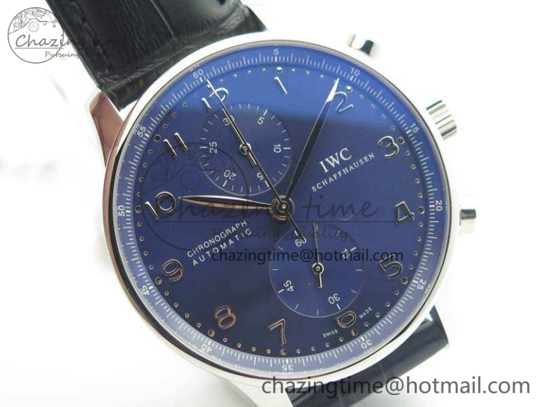 SmartChoice Portuguese IW371491 ZF 1:1 Best Edition SS Blue Dial On Leather Strap A79350 (Slim Movement) V 7221