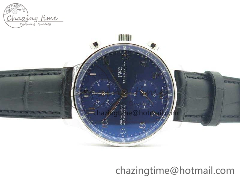 SmartChoice Portuguese IW371491 ZF 1:1 Best Edition SS Blue Dial On Leather Strap A79350 (Slim Movement) V 7221