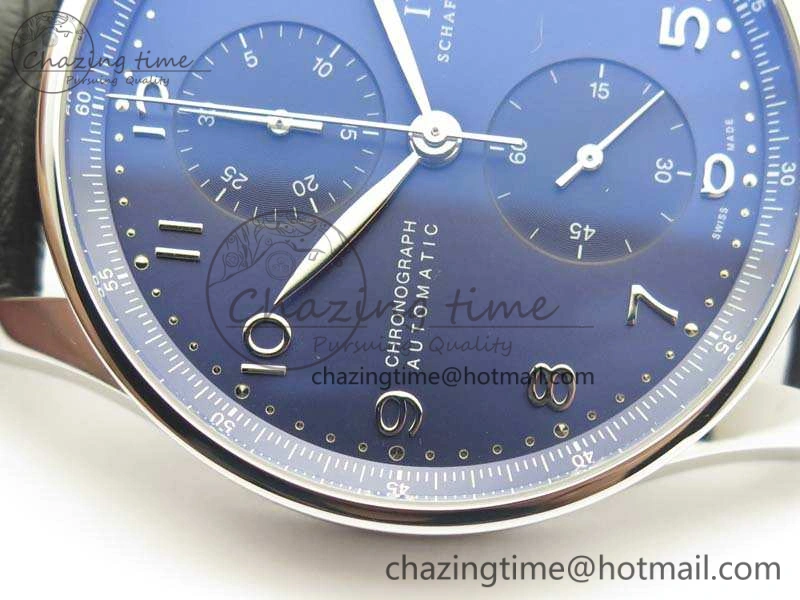 SmartChoice Portuguese IW371491 ZF 1:1 Best Edition SS Blue Dial On Leather Strap A79350 (Slim Movement) V 7221