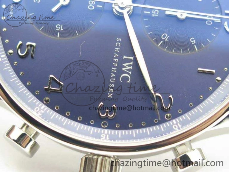 SmartChoice Portuguese IW371491 ZF 1:1 Best Edition SS Blue Dial On Leather Strap A79350 (Slim Movement) V 7221