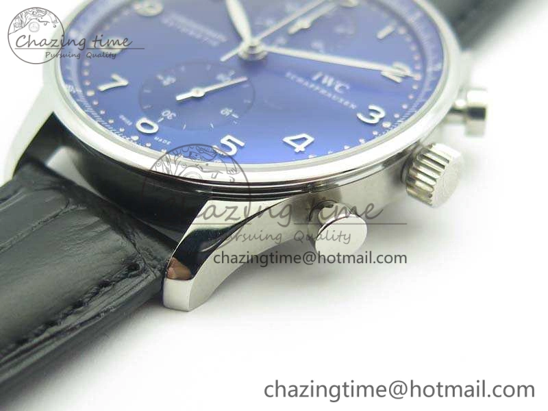 SmartChoice Portuguese IW371491 ZF 1:1 Best Edition SS Blue Dial On Leather Strap A79350 (Slim Movement) V 7221