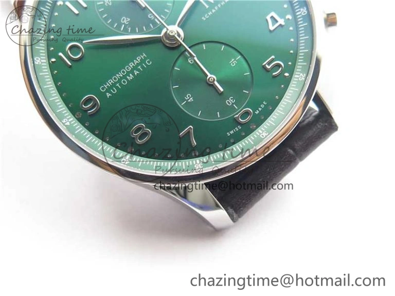 Portuguese IW371615 ZF 1:1 Best Edition SS Green Dial on Black Leather Strap A96355 V Sporty 7081