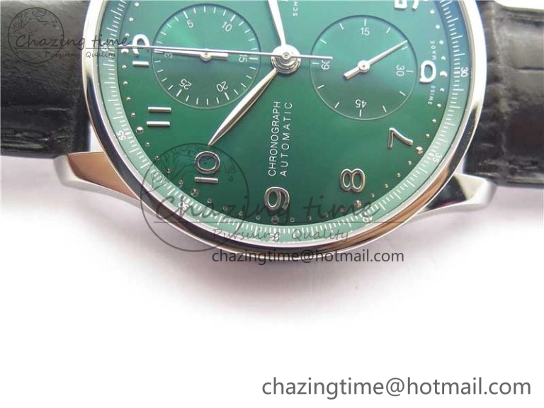 Portuguese IW371615 ZF 1:1 Best Edition SS Green Dial on Black Leather Strap A96355 V Sporty 7081
