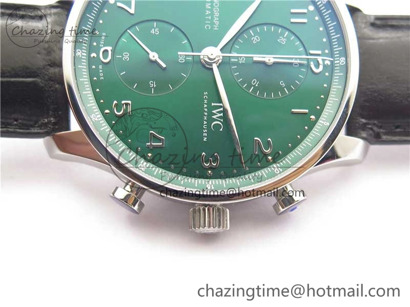 Portuguese IW371615 ZF 1:1 Best Edition SS Green Dial on Black Leather Strap A96355 V Sporty 7081