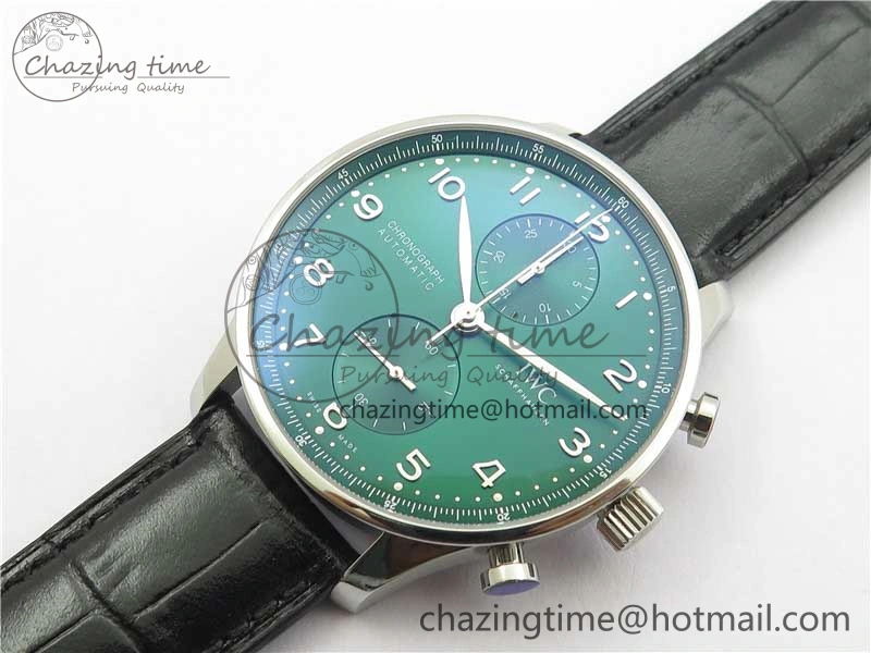 Portuguese IW371615 ZF 1:1 Best Edition SS Green Dial on Black Leather Strap A96355 V Sporty 7081