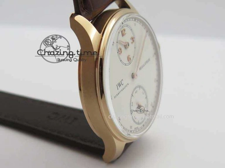 Portuguese IW5444 RG White Dial RG Numbers On Brown Leather Strap A Affordable 7253