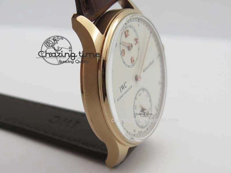 Portuguese IW5444 RG White Dial RG Numbers On Brown Leather Strap A Affordable 7253