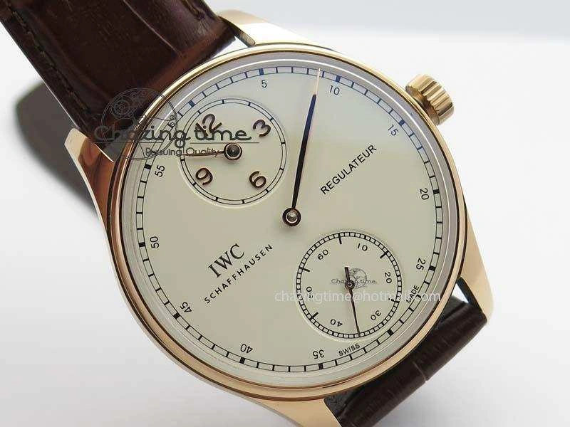 Portuguese IW5444 RG White Dial RG Numbers On Brown Leather Strap A Affordable 7253