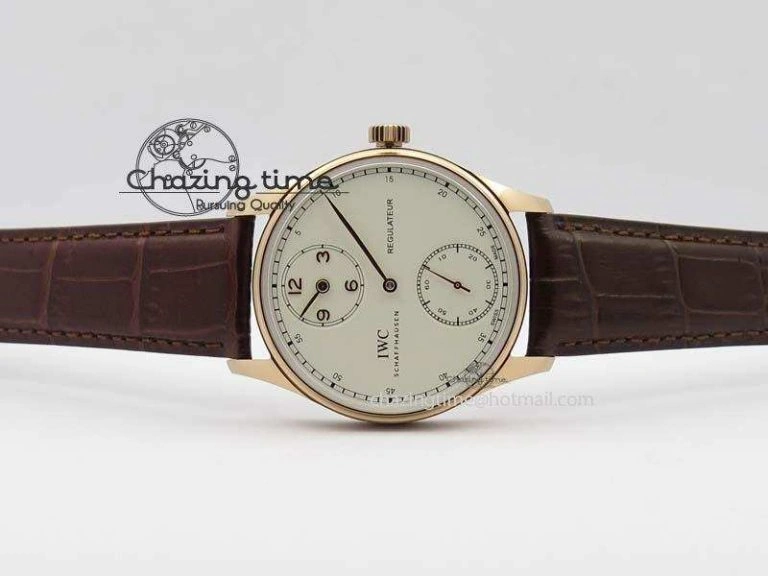 Portuguese IW5444 RG White Dial RG Numbers On Brown Leather Strap A Affordable 7253