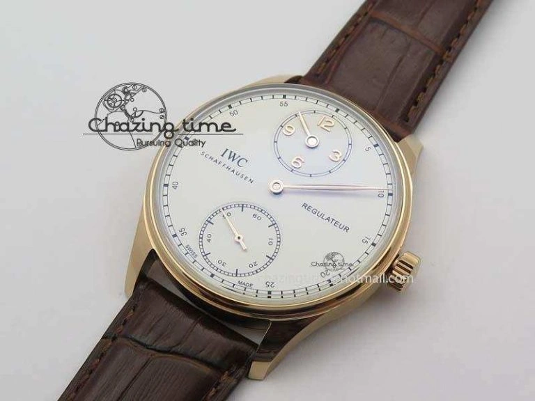 Portuguese IW5444 RG White Dial RG Numbers On Brown Leather Strap A Affordable 7253