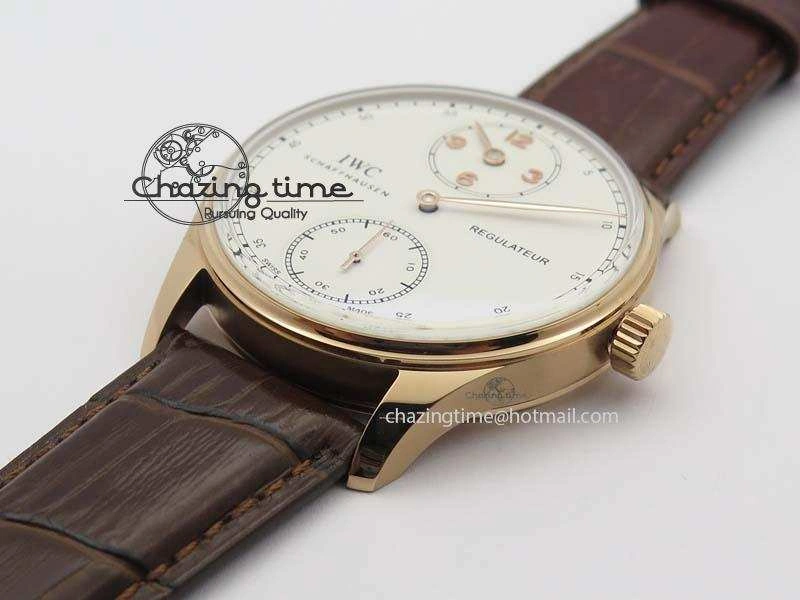 Portuguese IW5444 RG White Dial RG Numbers On Brown Leather Strap A Affordable 7253