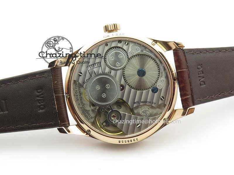 Portuguese IW5444 RG White Dial RG Numbers On Brown Leather Strap A Affordable 7253