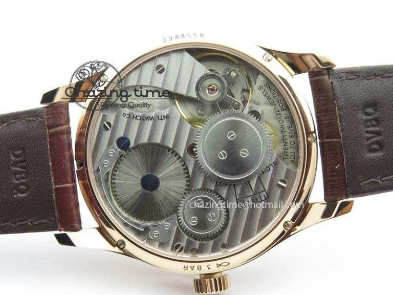 Portuguese IW5444 RG White Dial RG Numbers On Brown Leather Strap A Affordable 7253