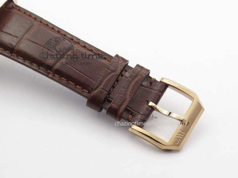 Portuguese IW5444 RG White Dial RG Numbers On Brown Leather Strap A Affordable 7253