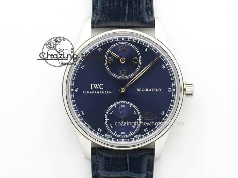 GoodFit Portuguese IW5444 SS Blue Dial On Blue Leather Strap A 7255
