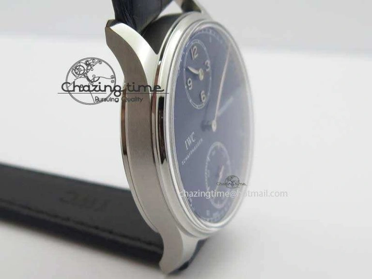 GoodFit Portuguese IW5444 SS Blue Dial On Blue Leather Strap A 7255