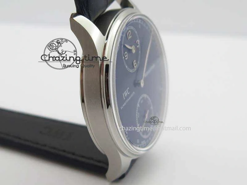 GoodFit Portuguese IW5444 SS Blue Dial On Blue Leather Strap A 7255