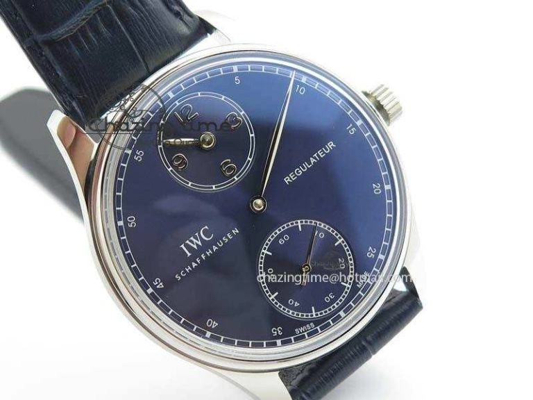 GoodFit Portuguese IW5444 SS Blue Dial On Blue Leather Strap A 7255