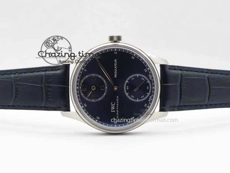 GoodFit Portuguese IW5444 SS Blue Dial On Blue Leather Strap A 7255