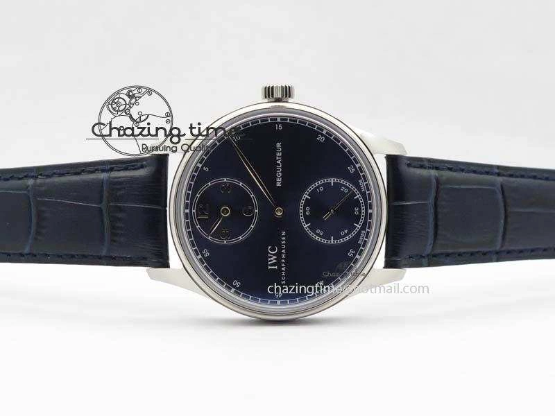 GoodFit Portuguese IW5444 SS Blue Dial On Blue Leather Strap A 7255