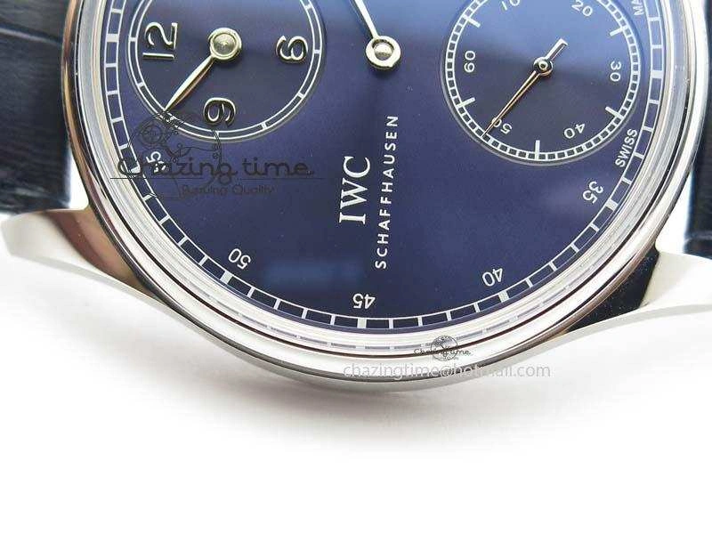 GoodFit Portuguese IW5444 SS Blue Dial On Blue Leather Strap A 7255