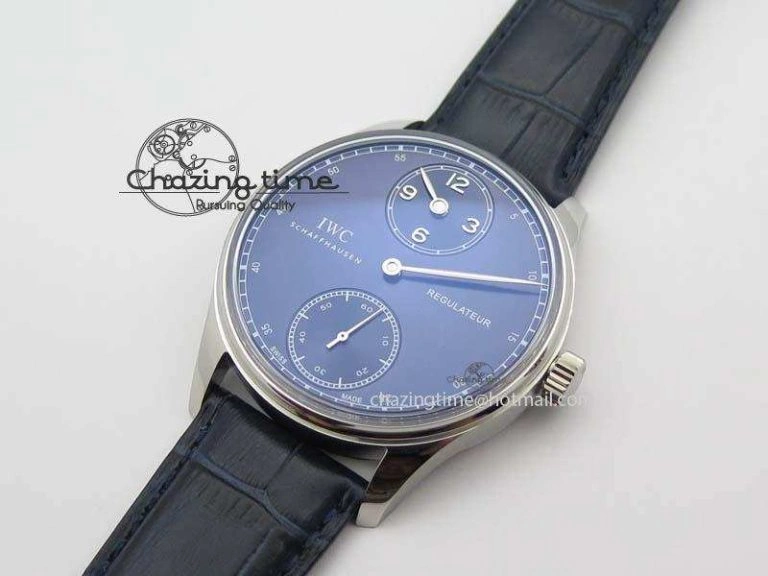 GoodFit Portuguese IW5444 SS Blue Dial On Blue Leather Strap A 7255