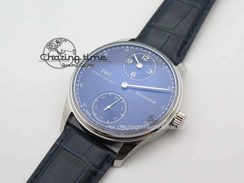 GoodFit Portuguese IW5444 SS Blue Dial On Blue Leather Strap A 7255