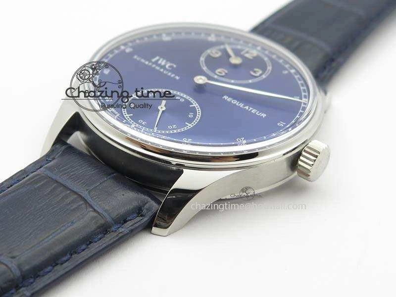 GoodFit Portuguese IW5444 SS Blue Dial On Blue Leather Strap A 7255