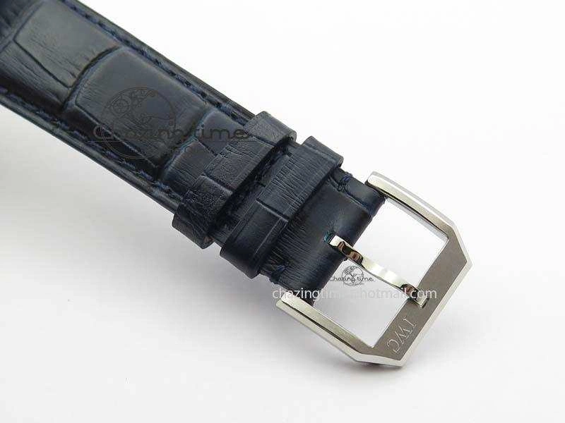 GoodFit Portuguese IW5444 SS Blue Dial On Blue Leather Strap A 7255
