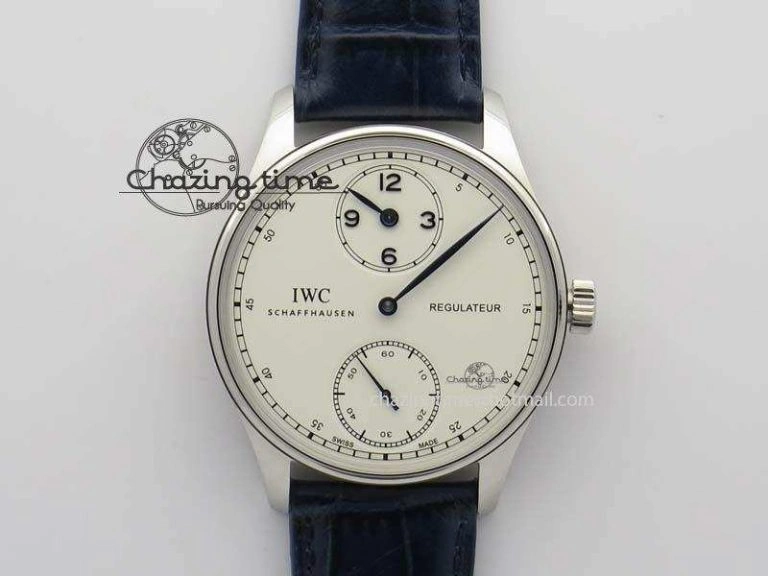 Portuguese IW5444 SS White Dial Blue Numbers On Blue Leather Strap A SportInspired 7258